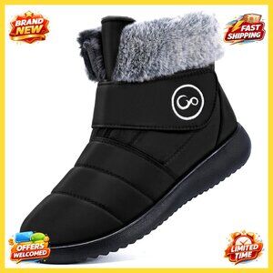 Women's Waterproof Snow Boots Fur Lined Slip On Winter Outdoor